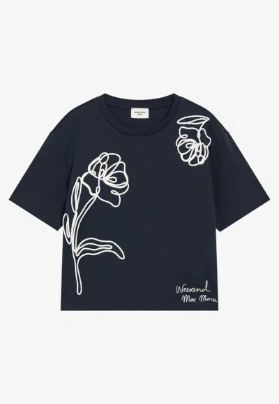 Weekend Max Mara Sala Embroidered Boxy T-shirt In Blue