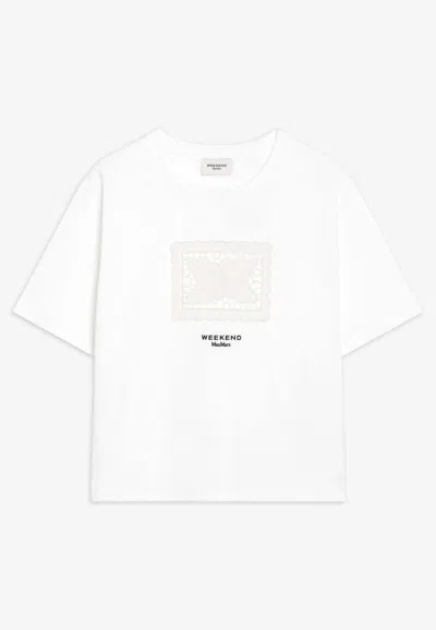 Weekend Max Mara Sala Embroidered Lace Boxy T-shirt In White