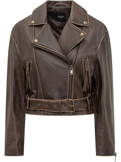 Weekend Max Mara Saletta Biker Jacket In Brown