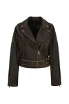 WEEKEND MAX MARA SALETTA LEATHER BIKER JACKET