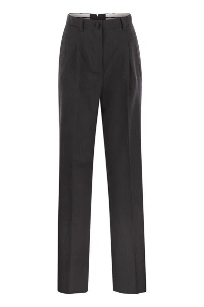 Weekend Max Mara Salsa - Straight-leg Trousers In Virgin Wool In Brown