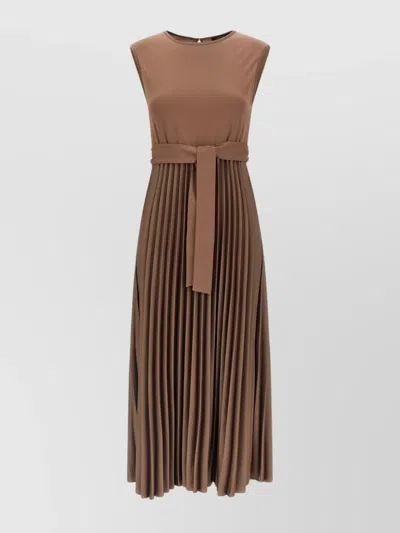 WEEKEND MAX MARA 'SAMUELE' WAIST BELT PLEATED SKIRT DRESS