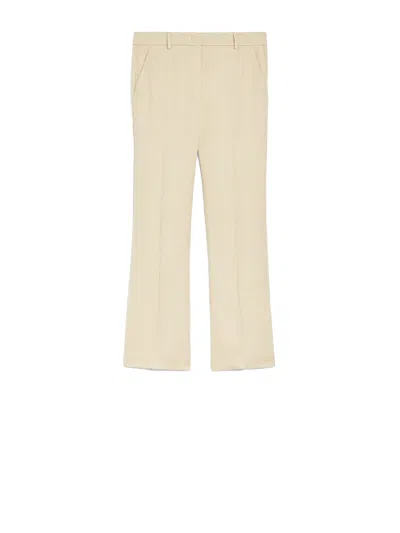 Weekend Max Mara Cotton And Linen Twill Pants In Nude