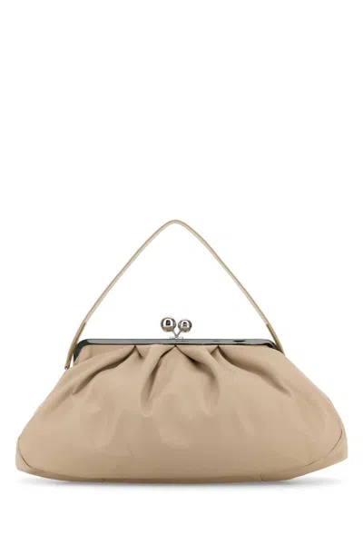 Weekend Max Mara Sand Leather Provino Clutch