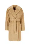 Weekend Max Mara Sand Wool Blend Coat In Sand