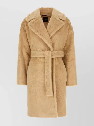 WEEKEND MAX MARA SAND WOOL BLEND COAT