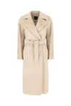 Weekend Max Mara Sand Wool Coat In Pink