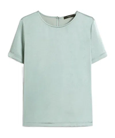 Weekend Max Mara Satin And Jersey T-shirt In Blue