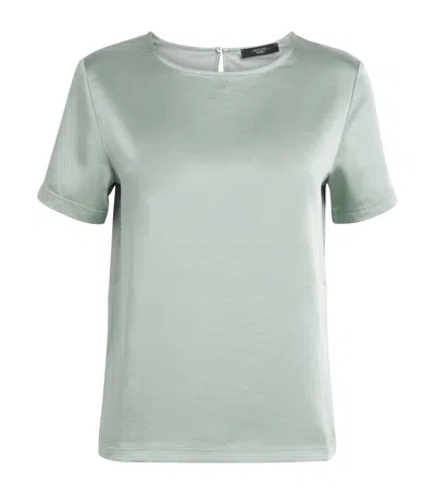 Weekend Max Mara Satin-front T-shirt In Green