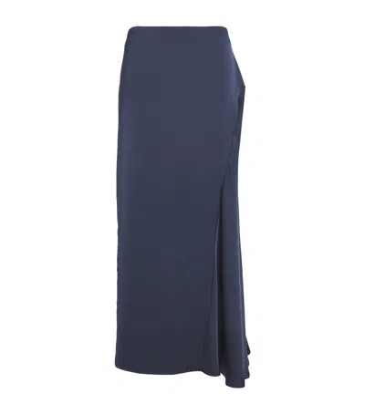 Weekend Max Mara Satin Midi Skirt In Blue