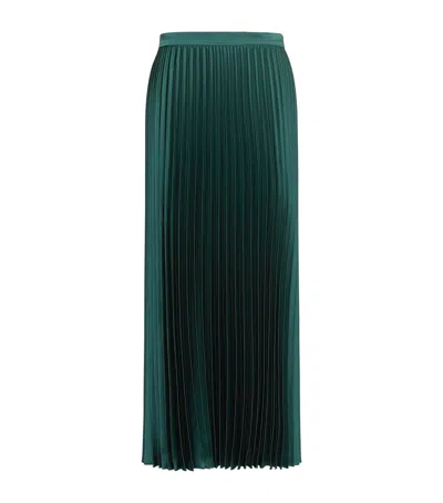 Weekend Max Mara Satin Pleated Maxi Skirt In Green