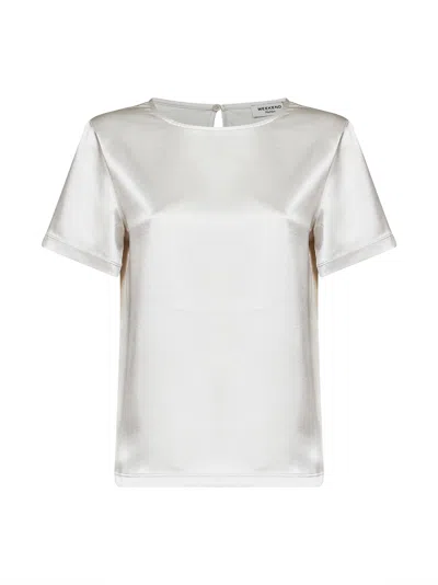 Weekend Max Mara Satin Polyester Crewneck T-shirt In White