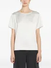 Weekend Max Mara Satin Short-sleeve Keyhole Top In Metallic