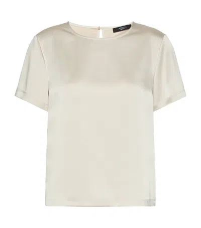 Weekend Max Mara Satin Short-sleeve Blouse In Ivory