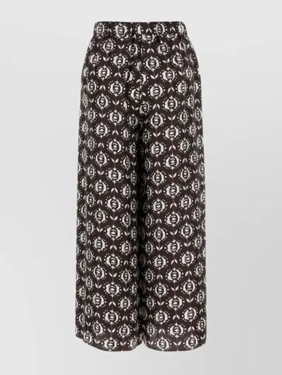 Weekend Max Mara Satin Tortona Wide-leg Pant With All-over Print In Black