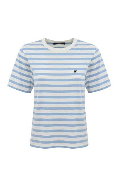 Weekend Max Mara Satrapo Striped Jersey T-shirt In Off White/light Blue