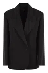 Weekend Max Mara Sava - Stretch Wool Blend Canvas Oversized Blazer In Black