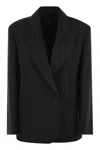 Weekend Max Mara Sava - Stretch Wool Blend Canvas Oversized Blazer In Black