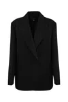 Weekend Max Mara Sava Oversized Blazer In Stretch Wool Canvas In Nero
