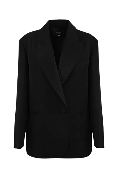 Weekend Max Mara Sava Oversized Blazer In Stretch Wool Canvas In Black