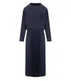 Weekend Max Mara Scatola Long Sleeve Mixed Media Dress In Blue