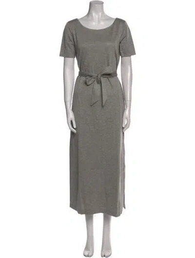 Pre-owned Weekend Max Mara Scoop Neck Long Dress In Gray