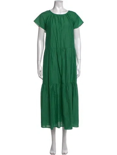 Pre-owned Weekend Max Mara Scoop Neck Long Dress In Green