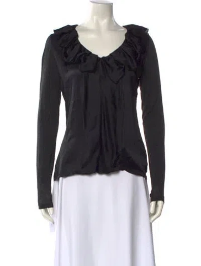Pre-owned Weekend Max Mara Scoop Neck Long Sleeve Blouse In Black