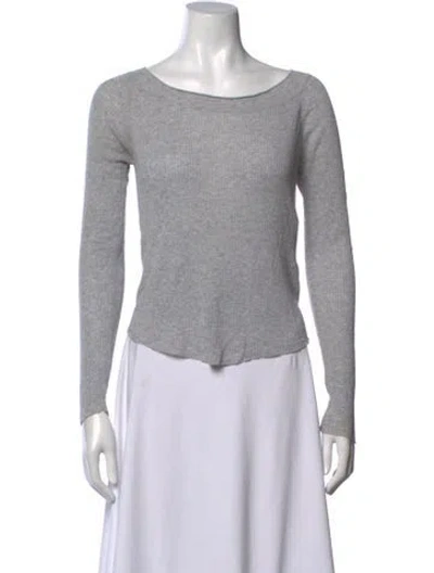 Pre-owned Weekend Max Mara Scoop Neck Long Sleeve Top In Grey