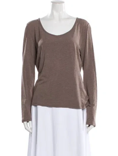Pre-owned Weekend Max Mara Scoop Neck Long Sleeve T-shirt In Gray