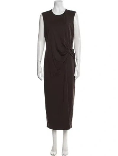 Pre-owned Weekend Max Mara Scoop Neck Midi Length Dress In Brown