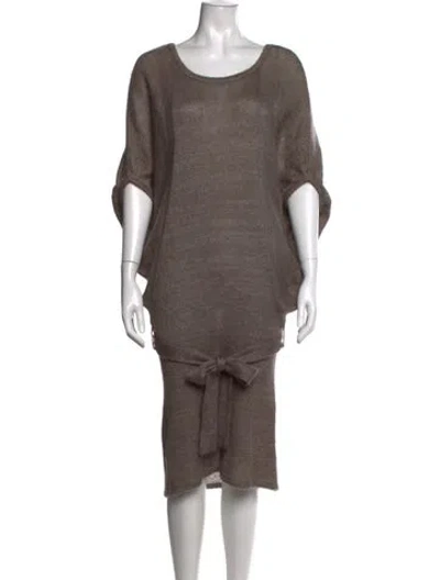 Pre-owned Weekend Max Mara Scoop Neck Midi Length Dress In Gray