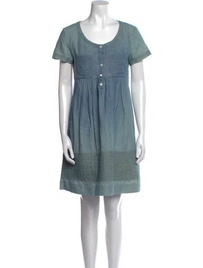 Pre-owned Weekend Max Mara Scoop Neck Mini Dress In Blue