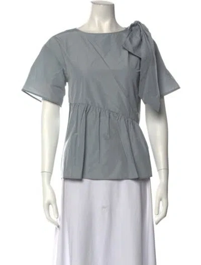 Pre-owned Weekend Max Mara Scoop Neck Short Sleeve Top In Grey