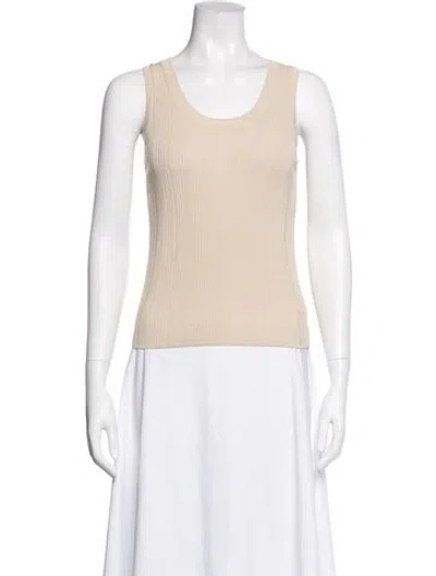 Pre-owned Weekend Max Mara Scoop Neck Sleeveless Top In Neutral