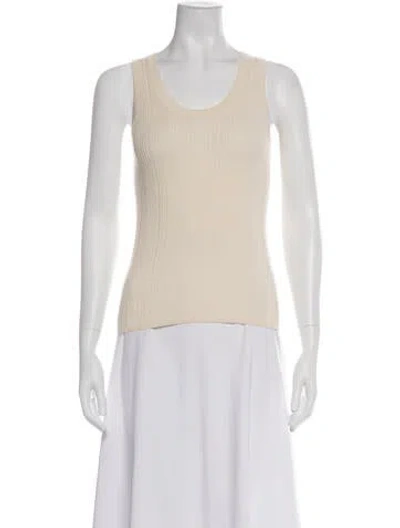 Pre-owned Weekend Max Mara Scoop Neck Sleeveless Top In Neutrals