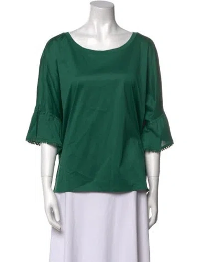 Pre-owned Weekend Max Mara Scoop Neck Three-quarter Sleeve Blouse W/ Tags In Green
