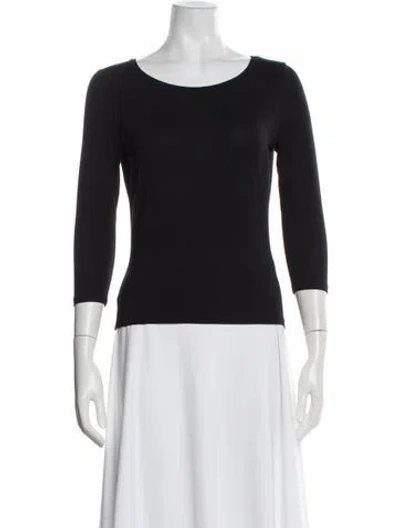 Pre-owned Weekend Max Mara Scoop Neck Three-quarter Sleeve Top In Black