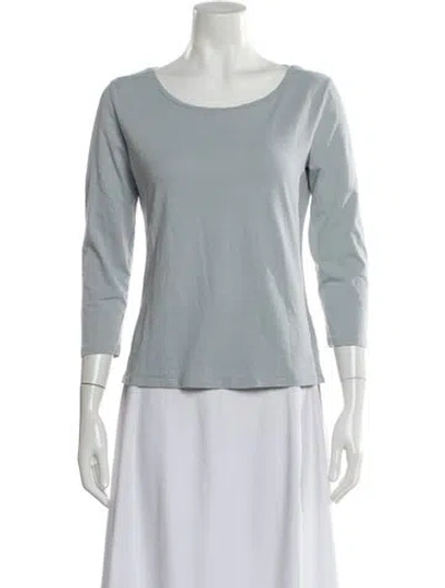 Pre-owned Weekend Max Mara Scoop Neck Three-quarter Sleeve Top In Blue