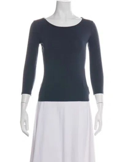 Pre-owned Weekend Max Mara Scoop Neck Three-quarter Sleeve Top In Blue