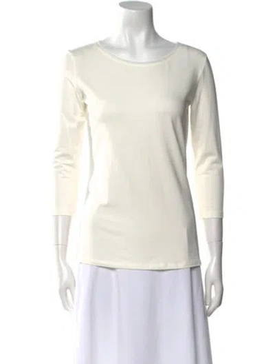 Pre-owned Weekend Max Mara Scoop Neck Three-quarter Sleeve T-shirt In Neutral