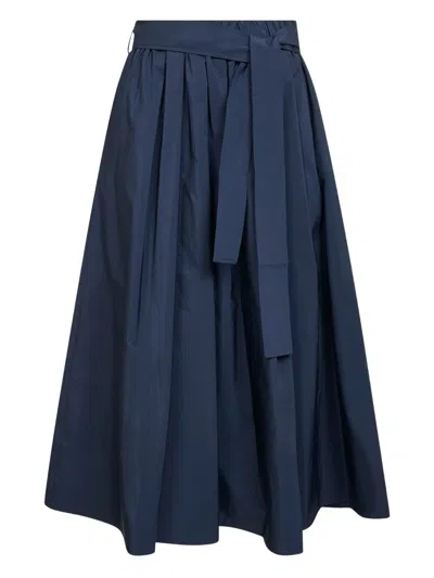 Weekend Max Mara Agiate Tie Waist Cotton Skirt In Blue
