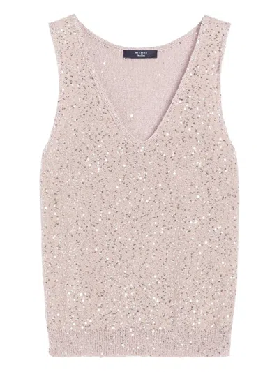 Weekend Max Mara Sequin-embellished Sleeveless Top In Pink