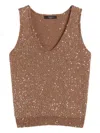 Weekend Max Mara Omens Acaici Sequin Knitted Top Marron Glace In Brown