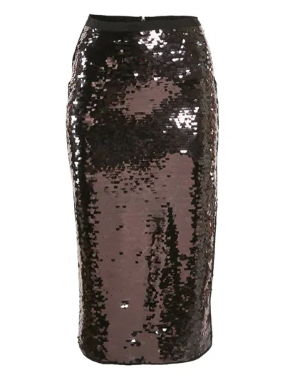 Pre-owned Weekend Max Mara Sequin Midi Skirt In Black