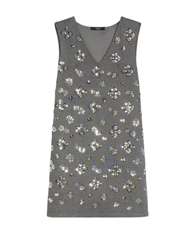 Weekend Max Mara Sequined Jersey Dress In Gray