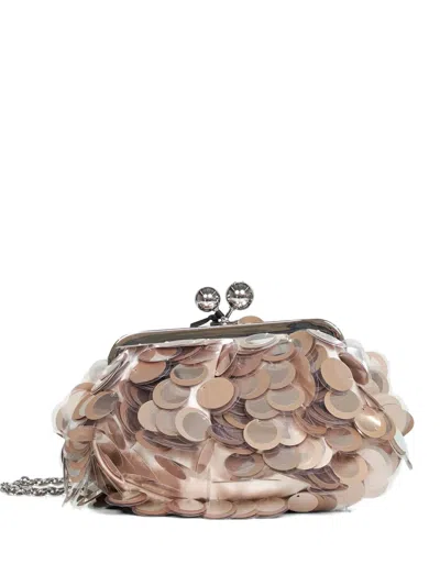 Weekend Max Mara Sequin-embellished Clutch Bag In Neutral