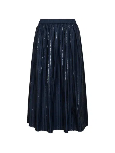 Weekend Max Mara Sequin-embellished Pleated Midi Skirt In Blue