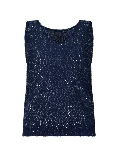 Weekend Max Mara Sequin-embellished Sleeveless Sweater In Blue