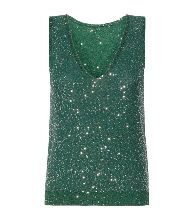 Weekend Max Mara Sequinned Knit Tank Top In Green